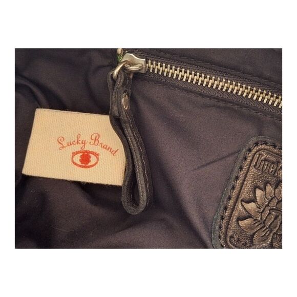 Lucky Brand Bandit Italian Leather Black Shoulder Bag Moto Convertible Satchel - Picture 9 of 16